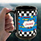 Checkers & Racecars 15oz. Black Mug - LIFESTYLE