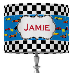 Checkers & Racecars 16" Drum Lamp Shade - Fabric (Personalized)