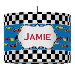 Checkers & Racecars Drum Pendant Lamp (Personalized)