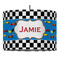Checkers & Racecars 16" Drum Lampshade - PENDANT (Fabric)