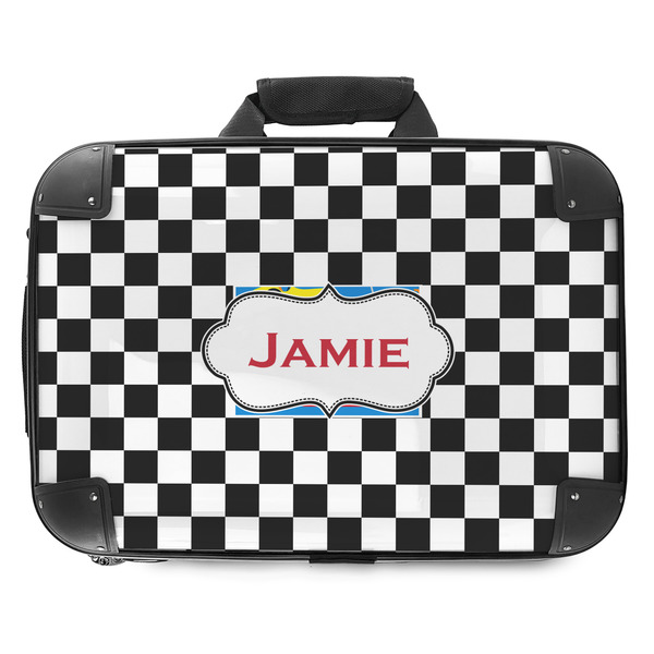 Custom Checkers & Racecars Hard Shell Briefcase - 18" (Personalized)