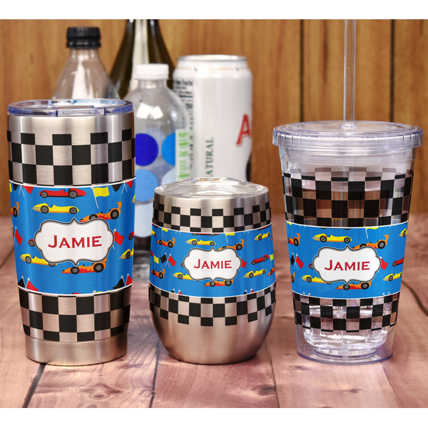 Checkers & Racecars 20oz SS Tumbler - Full Print - In Context