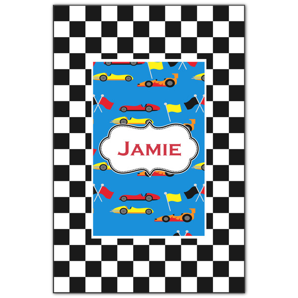 Custom Checkers & Racecars Wood Print - 20x30 (Personalized)