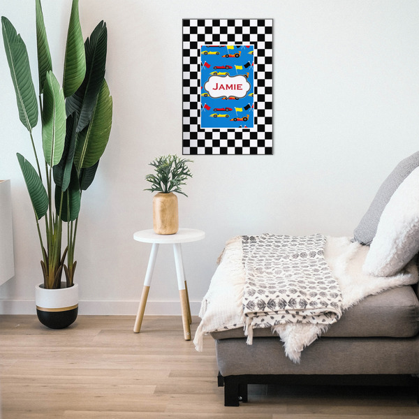 Checkers & Racecars 20x30 Wood Print - In Context