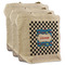 Checkers & Racecars 3 Reusable Cotton Grocery Bags - Front View