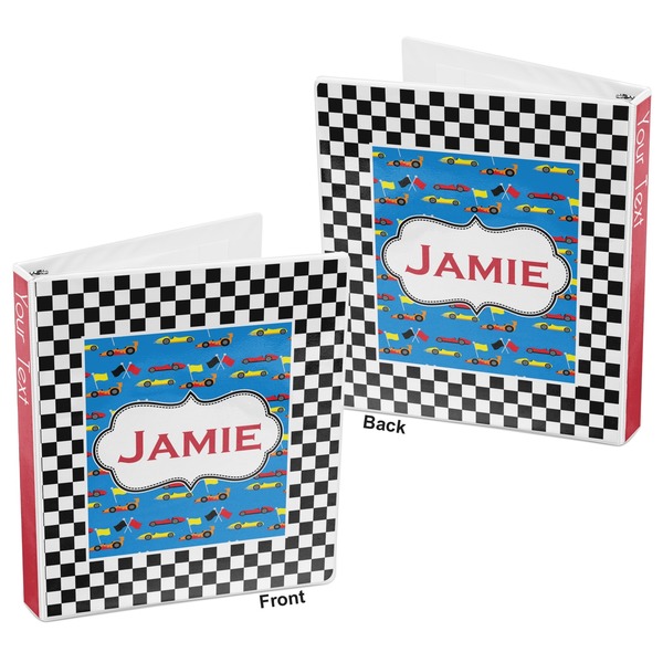 Checkers & Racecars 3-Ring Binder Front and Back