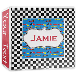Checkers & Racecars 3-Ring Binder - 3 inch (Personalized)