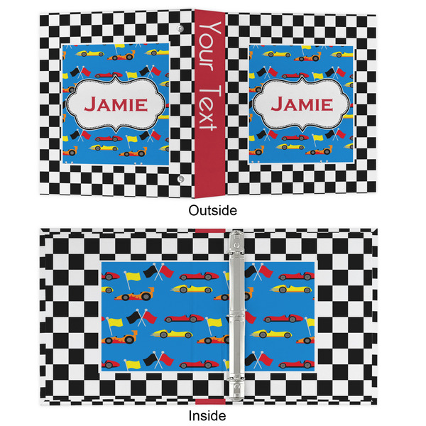 Checkers & Racecars 3 Ring Binders - Full Wrap - 1" - APPROVAL