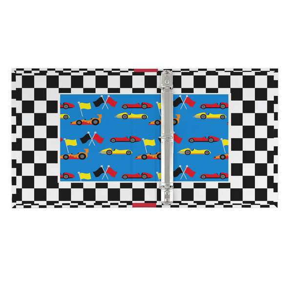 Checkers & Racecars 3 Ring Binders - Full Wrap - 1" - OPEN INSIDE