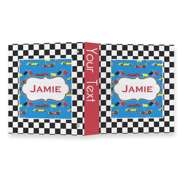 Checkers & Racecars 3 Ring Binders - Full Wrap - 1" - OPEN OUTSIDE