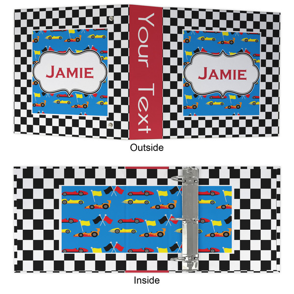 Checkers & Racecars 3 Ring Binders - Full Wrap - 3" - APPROVAL