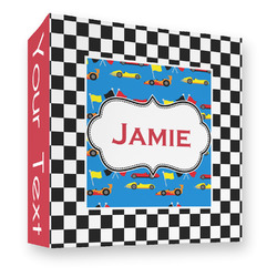 Checkers & Racecars 3 Ring Binder - Full Wrap - 3" (Personalized)