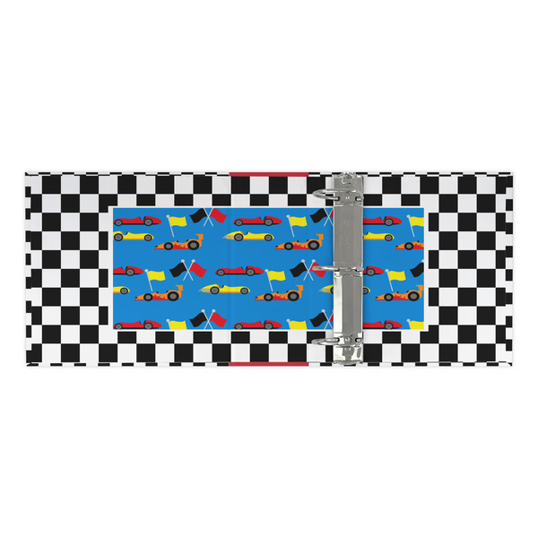 Checkers & Racecars 3 Ring Binders - Full Wrap - 3" - OPEN INSIDE
