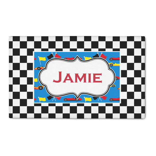 Custom Checkers & Racecars 3' x 5' Indoor Area Rug (Personalized)