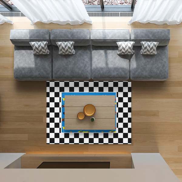 Checkers & Racecars 5'x7' Indoor Area Rugs - IN CONTEXT