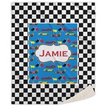 Checkers & Racecars Sherpa Throw Blanket (Personalized)