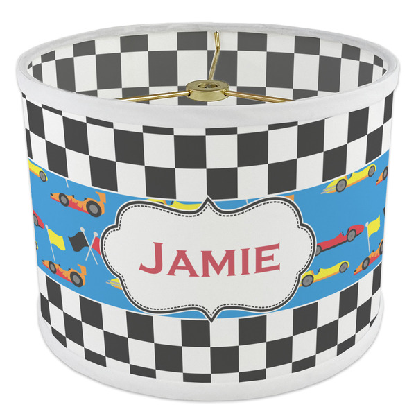 Checkers & Racecars 8" Drum Lampshade - ANGLE Poly-Film