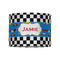 Checkers & Racecars 8" Drum Lampshade - FRONT (Fabric)