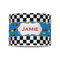 Checkers & Racecars 8" Drum Lampshade - FRONT (Poly Film)