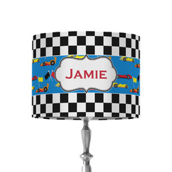 Checkers & Racecars 8" Drum Lamp Shade - Fabric (Personalized)