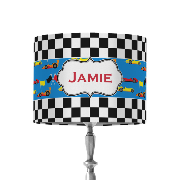Custom Checkers & Racecars 8" Drum Lamp Shade - Fabric (Personalized)