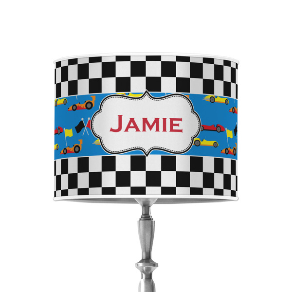 Custom Checkers & Racecars 8" Drum Lamp Shade - Poly-film (Personalized)