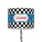 Checkers & Racecars 8" Drum Lampshade - ON STAND (Poly Film)