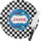 Checkers & Racecars 8 Inch Small Glass Cutting Board