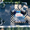 Checkers & Racecars 8'x10' Patio Rug - In context