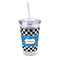 Checkers & Racecars 16oz Double Wall Acrylic Tumbler with Lid & Straw - Full Print (Personalized)