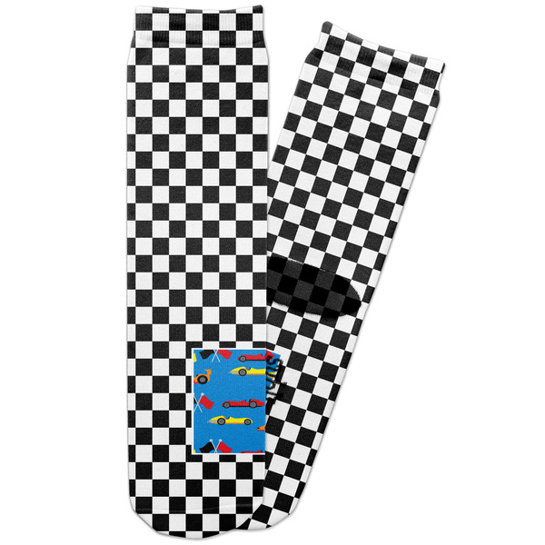 Custom Checkers & Racecars Adult Crew Socks