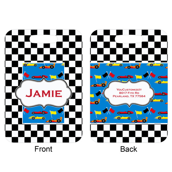 Checkers & Racecars Aluminum Luggage Tag (Front + Back)