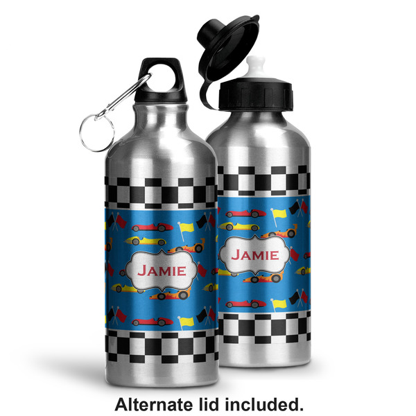 Checkers & Racecars Aluminum Water Bottle - Alternate lid options