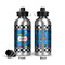 Checkers & Racecars Aluminum Water Bottle - Front and Back