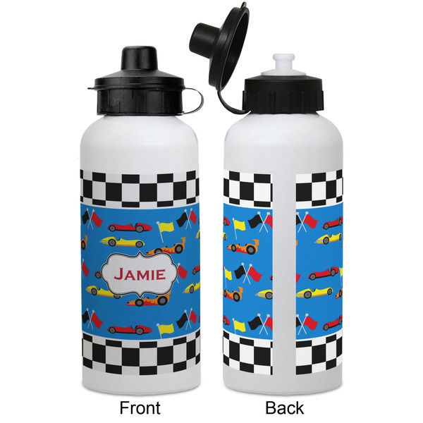 Checkers & Racecars Aluminum Water Bottle - White APPROVAL