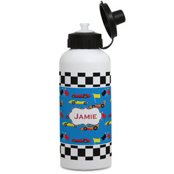 Checkers & Racecars Water Bottles - Aluminum - 20 oz - White (Personalized)
