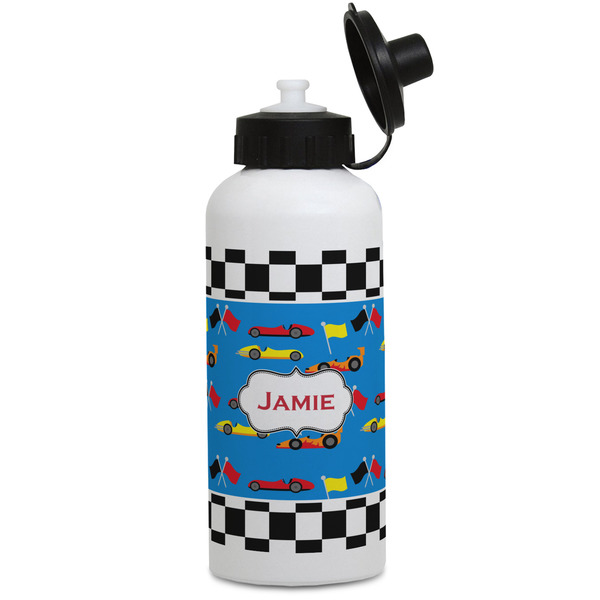 Custom Checkers & Racecars Water Bottles - Aluminum - 20 oz - White (Personalized)