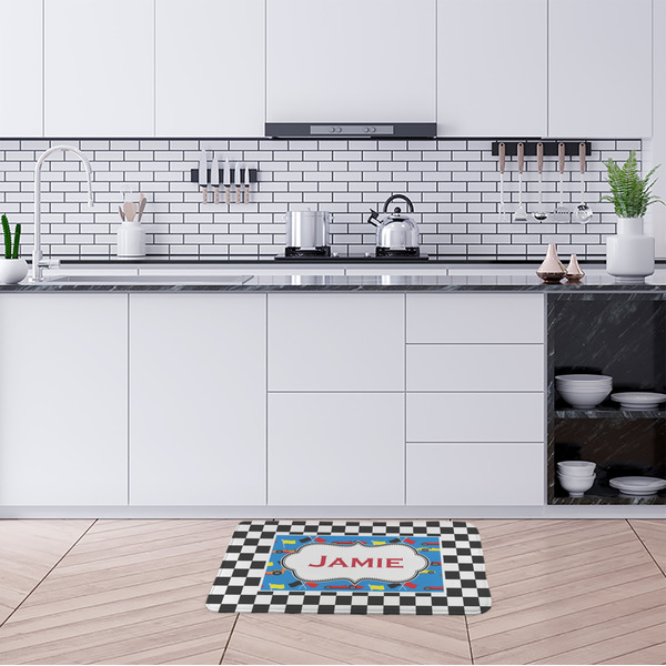 Checkers & Racecars Anti-Fatigue Kitchen Mats - LIFESTYLE