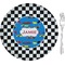 Checkers & Racecars 8" Glass Appetizer / Dessert Plates - Single or Set (Personalized)