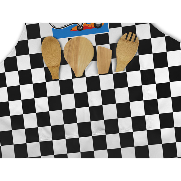 Checkers & Racecars Apron - Pocket Detail with Props