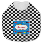 Checkers & Racecars Jersey Knit Baby Bib w/ Name or Text