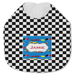 Checkers & Racecars Jersey Knit Baby Bib w/ Name or Text