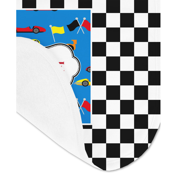 Checkers & Racecars Baby Bib - AFT detail