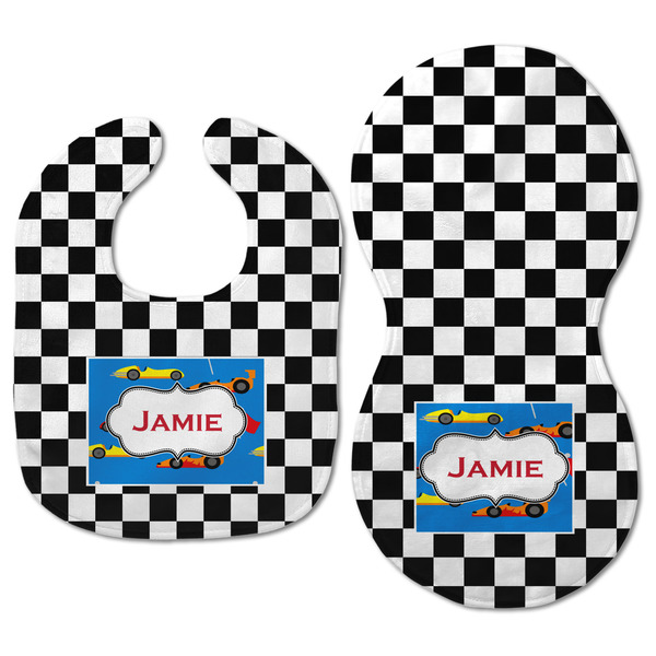 Checkers & Racecars Baby Bib & Burp Set - Approval (new bib & burp)