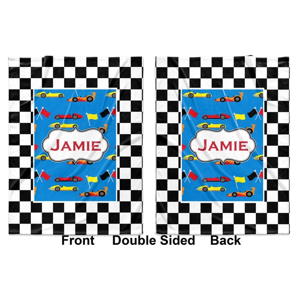 Checkers & Racecars Baby Blanket (Double Sided - Printed Front and Back)