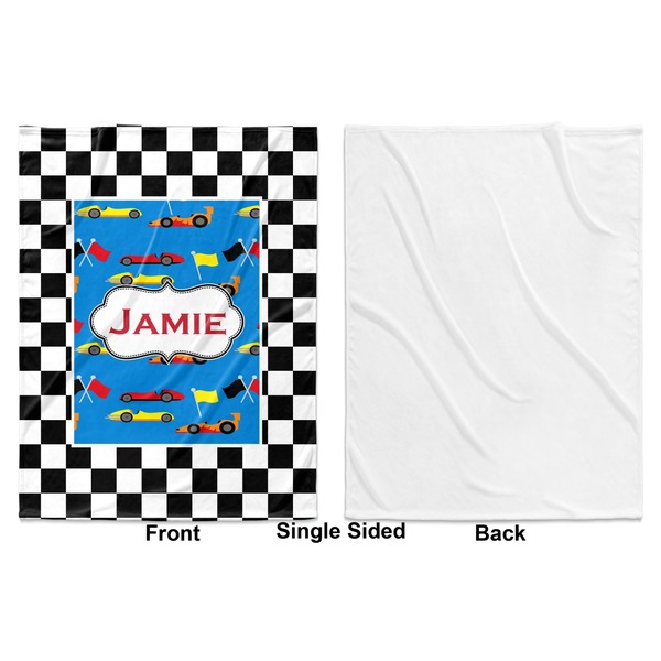 Checkers & Racecars Baby Blanket (Single Side - Printed Front, White Back)