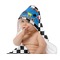 Checkers & Racecars Baby Hooded Towel on Child