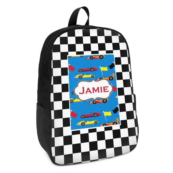 Custom Checkers & Racecars Kids Backpack (Personalized)