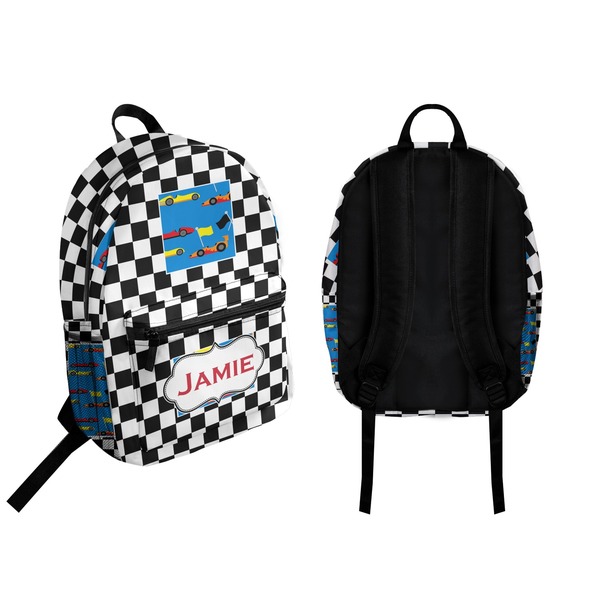 Checkers & Racecars Backpack front and back - Apvl