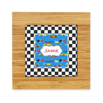 Checkers & Racecars Bamboo Trivet with Ceramic Tile Insert (Personalized)